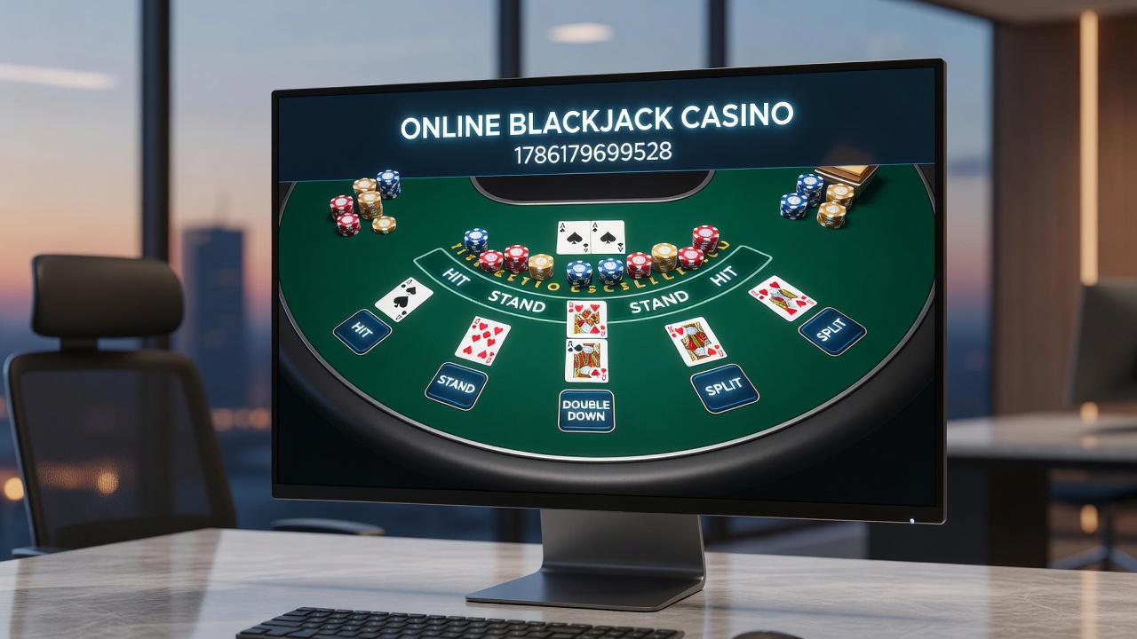 Close-up view of secure online blackjack software with encryption indicators and card shuffle animations